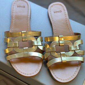 Mango Gold Women's Slide Sandals